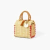 Natural Handwoven Reed Bag With Red Stitching