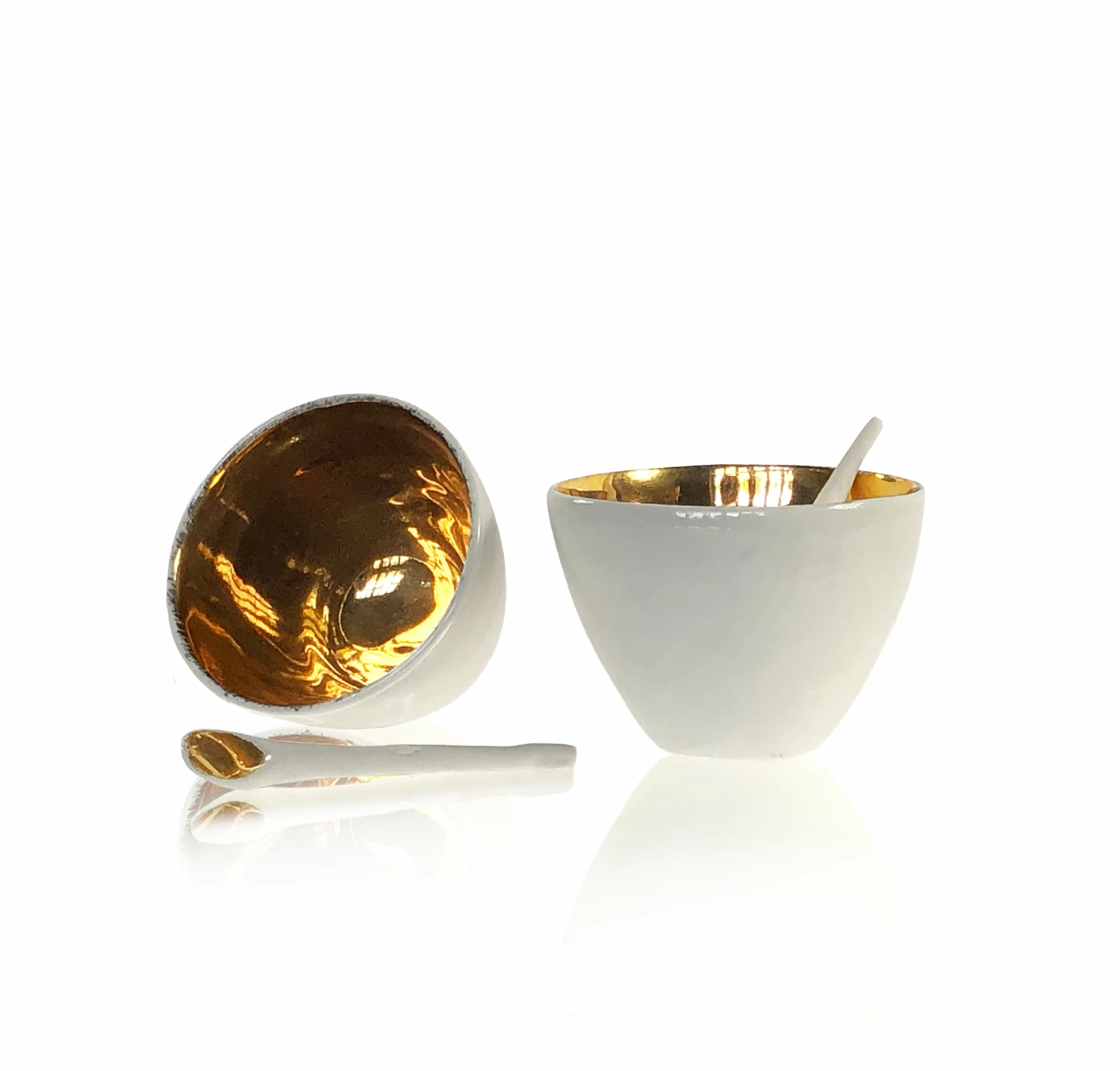Small Ceramic Gold Bowl With Spoon 5 Small Ceramic Gold Bowl With Spoon - Image 3