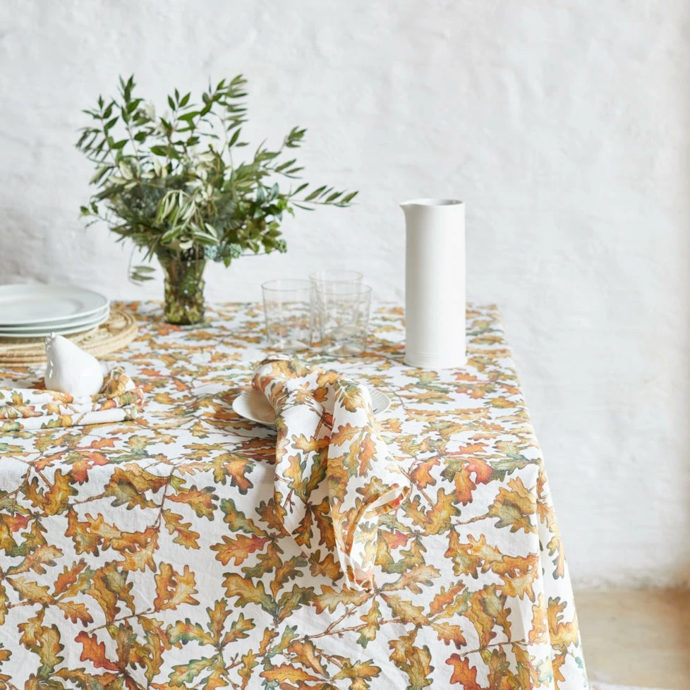 Autumn Leaves Oak Linen Napkin 4 Autumn Leaves Oak Linen Napkin - Image 2