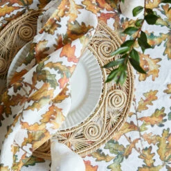 Autumn Leaves Oak Linen Table Cloth -Penguin Random House Sales Store AutumnOak 0040 low HelenCathcart Jan22