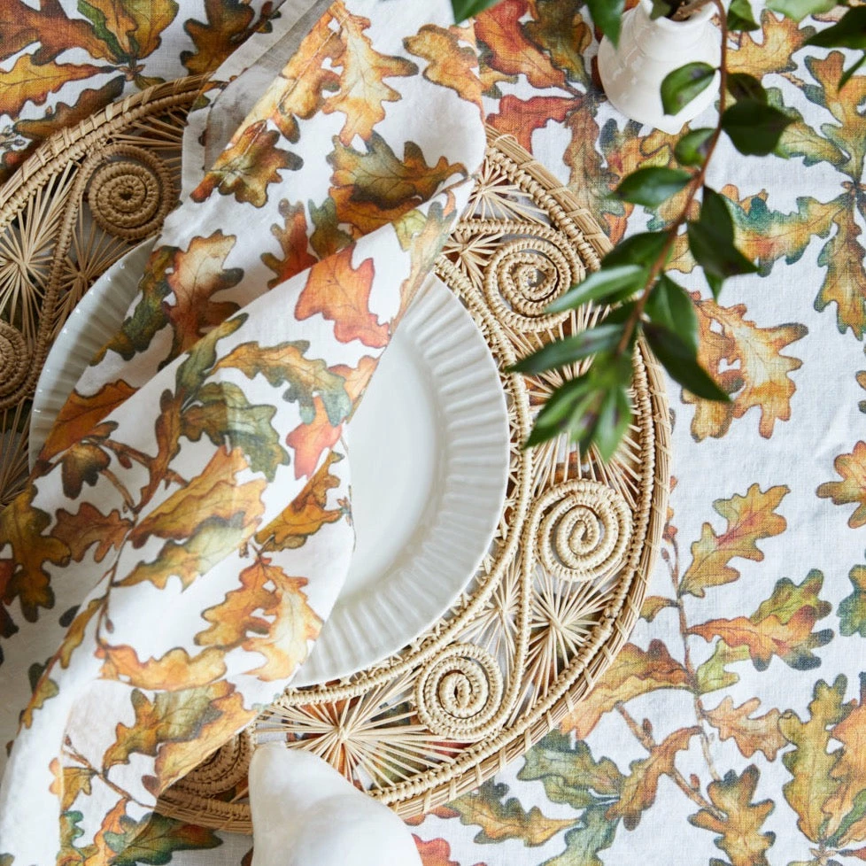 Autumn Leaves Oak Linen Napkin 5 Autumn Leaves Oak Linen Napkin - Image 3