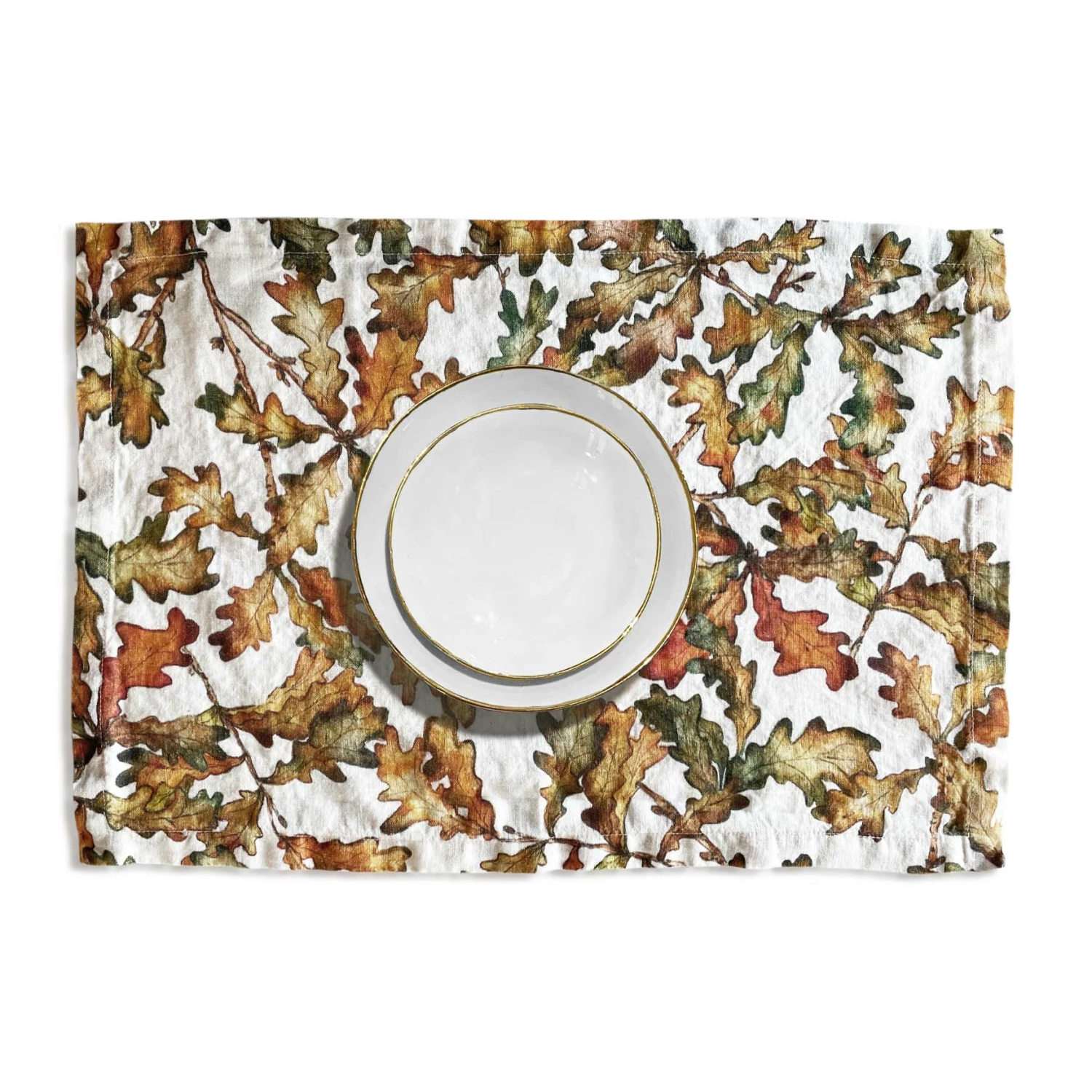 Autumn Leaves Oak Linen Placemat 4 Autumn Leaves Oak Linen Placemat - Image 2