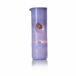 Tall Glass Jug In Violet With Orange