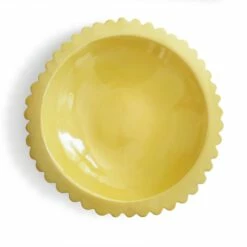 Large Flat Rim Serving Bowl Daisy - Butter Yellow