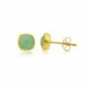Brooklyn Chrysoprase & Gold Vermeil Cushion Stud Earrings -Penguin Random House Sales Store Brooklyn Chrysoprase Gold Stud Earrings