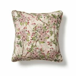 Square Cherry Blossom Cushion With Piping