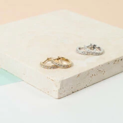 Dovehouse Gold Vermeil & Cubic Zirconia Hoop Earrings -Penguin Random House Sales Store DovehouseSilverandGoldCZHoopsLifestyle