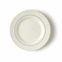Dessert/Salad Plate With One Blue Stripe Detail