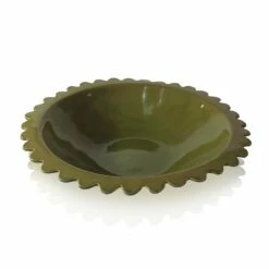 Large Flat Rim Serving Bowl Daisy - Olive
