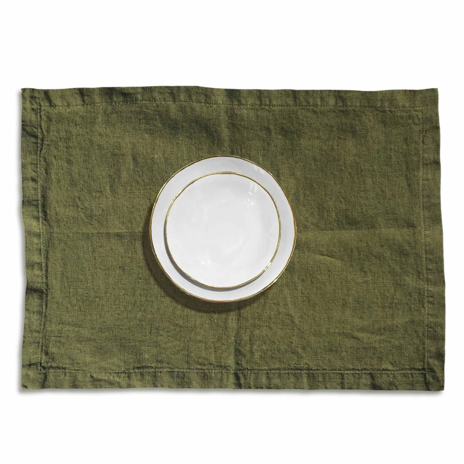 Dark Green Linen Placemat 4 Dark Green Linen Placemat - Image 2