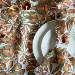 Autumn Leaves Horse Chestnut Linen Table Cloth -Penguin Random House Sales Store HorseChestnut 0056 low HelenCathcart Jan22