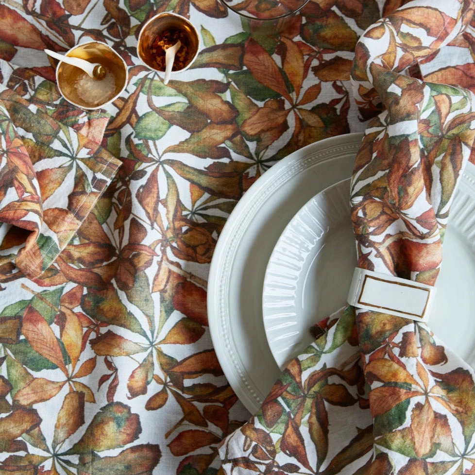 Autumn Leaves Horse Chestnut Linen Napkin 5 Autumn Leaves Horse Chestnut Linen Napkin - Image 3