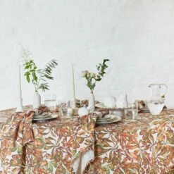 Autumn Leaves Horse Chestnut Linen Table Cloth -Penguin Random House Sales Store HorseChestnut 0116 low HelenCathcart Jan22