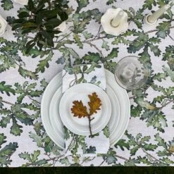 Oak Leaf Linen Table Cloth -Penguin Random House Sales Store IMG 6820