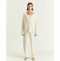 Deep V-Neck Jumper-White