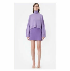 Oversized Cropped Jumper - Purple