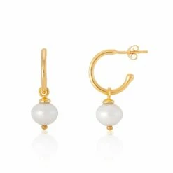 Manhattan Gold & Freshwater Pearl Interchangeable Hoop Earrings