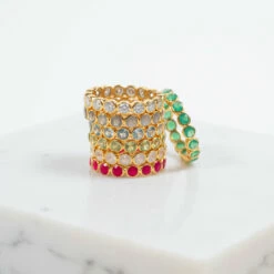 Ortigia Amethyst Gold Vermeil Ring - Medium 7 Ortigia Amethyst Gold Vermeil Ring - Medium -Penguin Random House Sales Store Ortigia Gold Gemstone Rings Stack