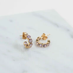 Ortigia Mini Amethyst & Gold Vermeil Hoop Earrings -Penguin Random House Sales Store Ortigia Mini Gold Amethyst Earrings