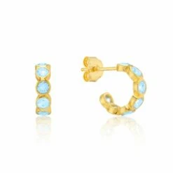 Ortigia Mini Blue Topaz & Gold Vermeil Hoop Earrings