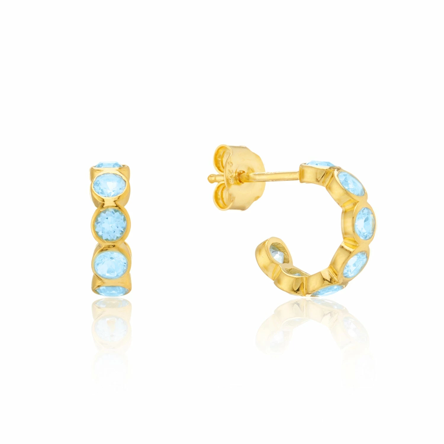 Ortigia Mini Blue Topaz & Gold Vermeil Hoop Earrings 3 Ortigia Mini Blue Topaz & Gold Vermeil Hoop Earrings