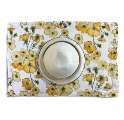 Yellow Rose Placemat -Penguin Random House Sales Store Place settings yellow flowers 141019 v1