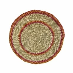 Pink/Orange & Neutral Hand Woven Straw Placemat
