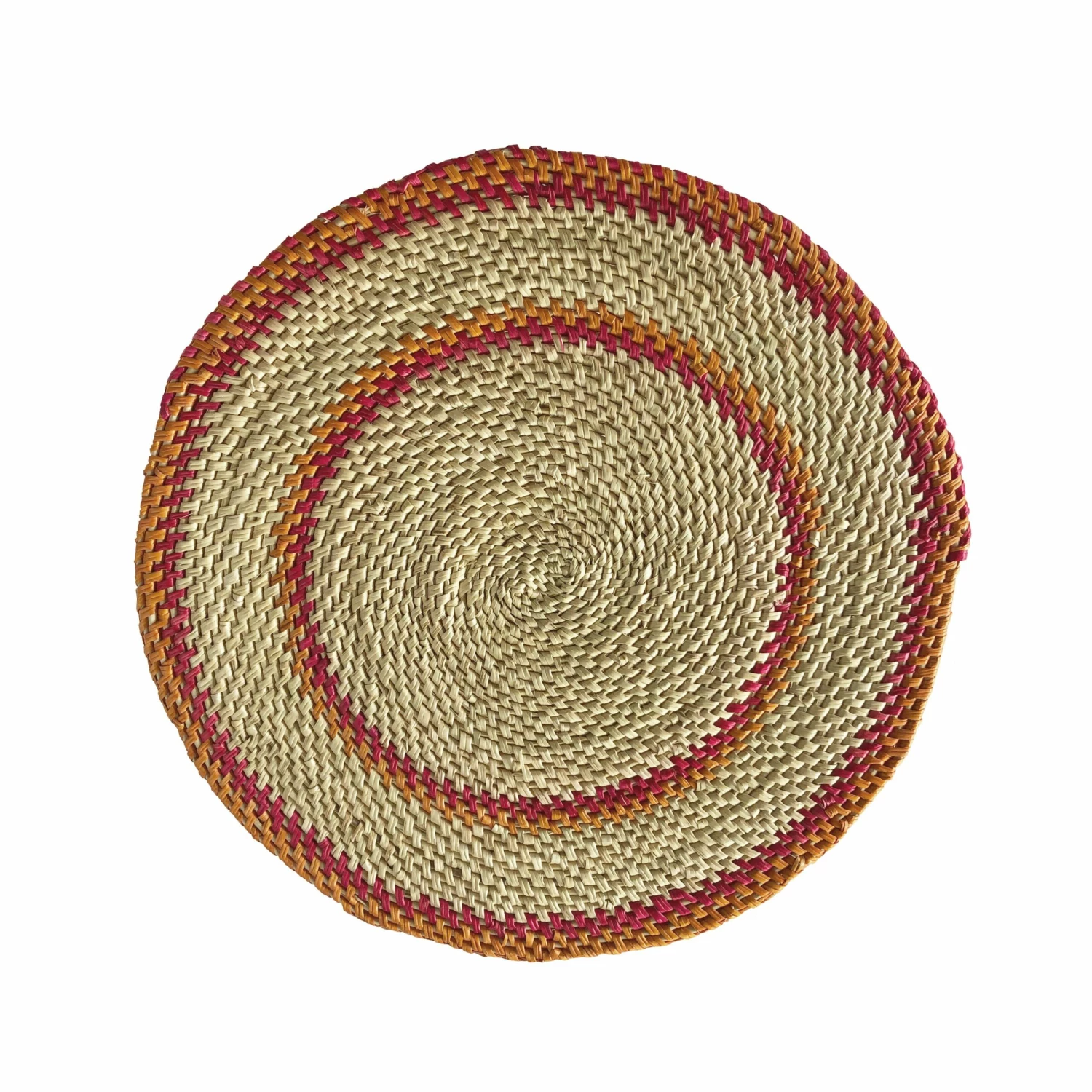 Pink/Orange & Neutral Hand Woven Straw Placemat 3 Pink/Orange & Neutral Hand Woven Straw Placemat