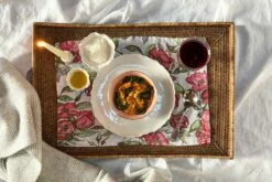 Rosa Rugosa Linen Placemat -Penguin Random House Sales Store Ribolitablogheader1920x1280