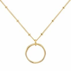 Ronda Round Yellow Gold Vermeil Pendant With Beaded Chain