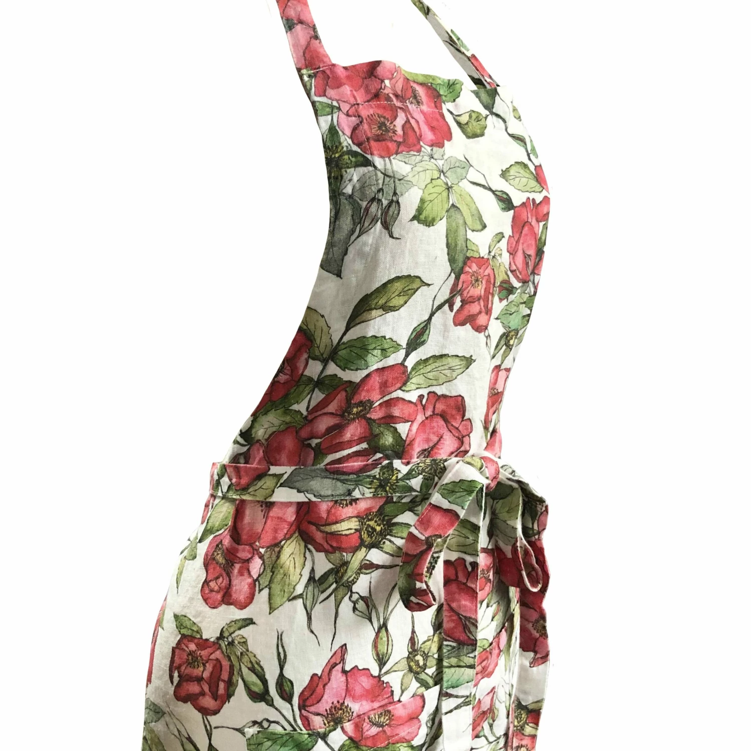 Rosa Rugosa Printed Linen Apron 4 Rosa Rugosa Printed Linen Apron - Image 2