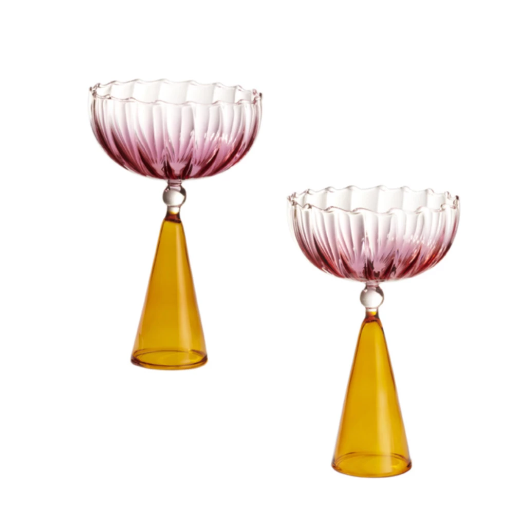 Pair Of Calypso Champagne Glasses 3 Pair Of Calypso Champagne Glasses
