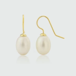 Gloucester White Freshwater Pearl & Gold Vermeil Drop Earrings