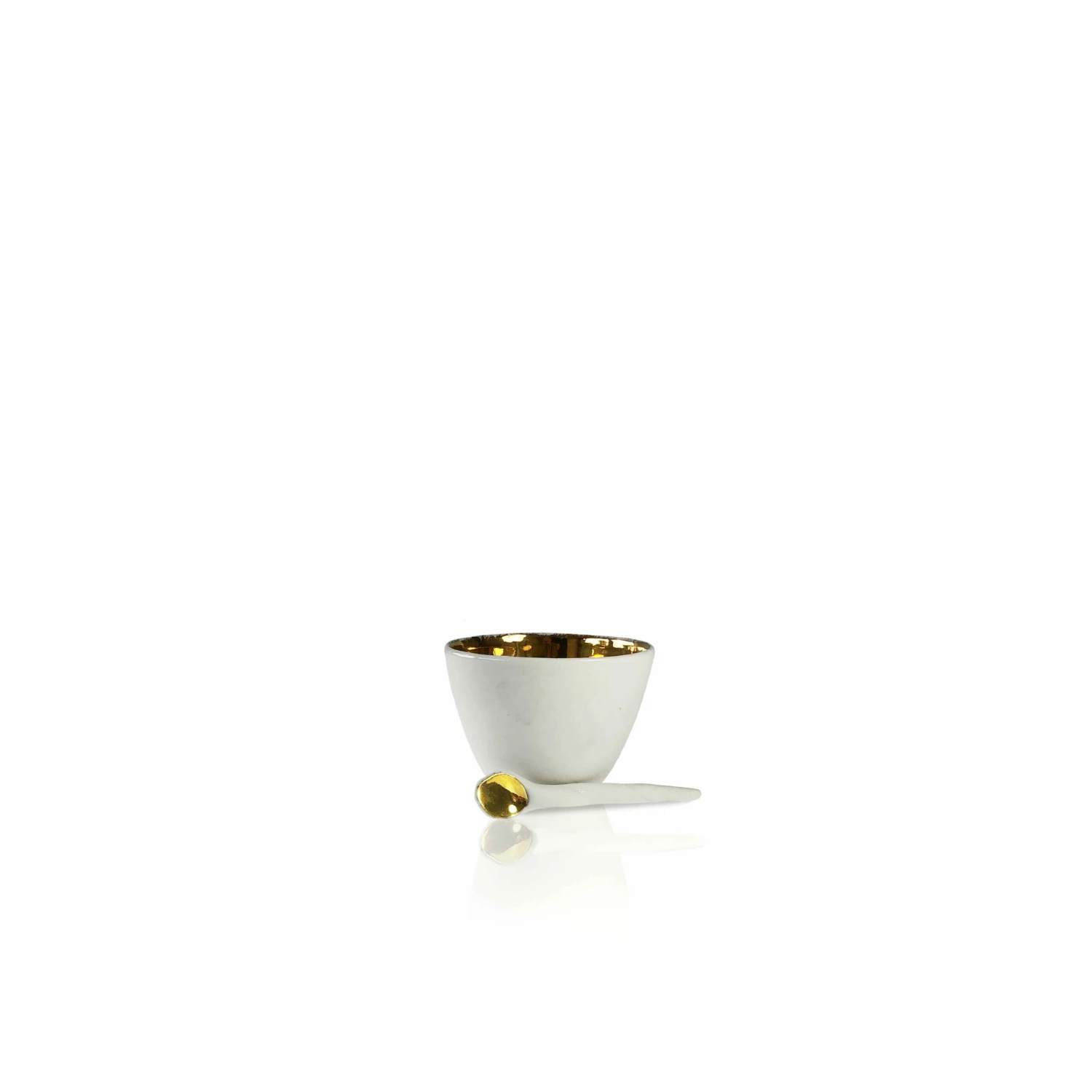 Small Ceramic Gold Bowl With Spoon 3 Small Ceramic Gold Bowl With Spoon