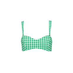 The Isla Bikini Top - Bright Green Gingham