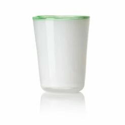 Thyme Hand Blown Water Glass In White/Green