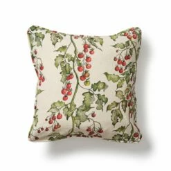 Square Tomato Vine Cushion With Piping