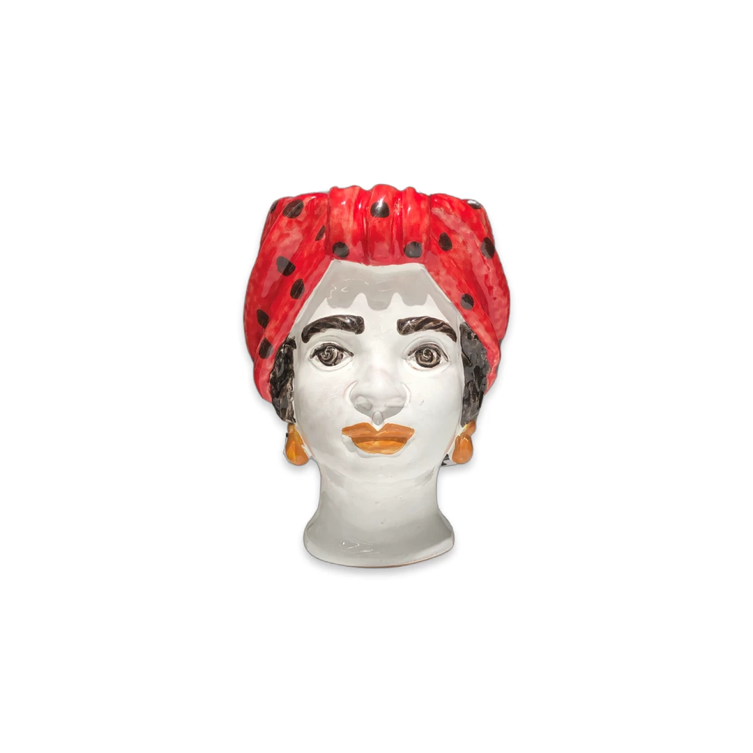 Small Woman Head Vase-Red 3 Small Woman Head Vase-Red