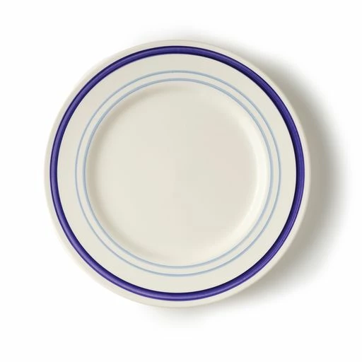 Dinner Plate With Three Blue Stripe Detail 3 Dinner Plate With Three Blue Stripe Detail