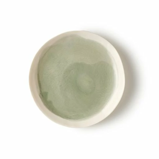 Hand Made Dessert Plate With Painted Light Green Centre 3 Hand Made Dessert Plate With Painted Light Green Centre